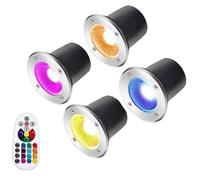 THEGA 4PCS Outdoor Buried Lights - Ground LED Landscape Lamp, 3W RGB Ground Recessed Spotlight, 12-24V Color Changing Garden Underground Light With Remote Control(3W(24V))