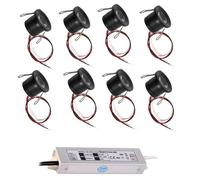 THEGA 8PCS LED Spotlight - Recessed Display Cabinet Spotlight, 12V Mini Ceiling Downlight, Concealed Background Wall Ceiling Light, For Wine Cabinets, Living Rooms, Offices(Cool White 6000k,A-DC12V)