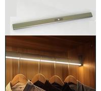 THEGA Closet Rod With Led Lighting 50-130cm, Wardrobe Rail With Built-in Lithium Battery,Heavy Duty Closet Bar 75kg Load, Metal Coat Hanger(650mm)
