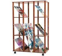 THEGA Extra-Large Art Storage Rack With Wheels - Adjustable Wooden Drying & Display Rack For Canvas, Panels, Prints & Artworks, Multi-Tier Art Organizer For Studios & Galleries