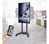 THEGA For 32-60 Inch Floor Standing TVs Mount - Mobile TV Cart On Wheels, 0-90° Horizontal And Vertical Screen Rotation, Height Adjustable TV Stand, Up To 100kg(Black)