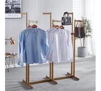 THEGA Garment Rack With Shelf - Floor Standing Metal Garment Rack, Adjustable Lifting Hanging Clothes Racks, Clothes Shelves Heavy Duty Black 6 Way Rack, Rack For Hanging Clothes Retail Display(Gold)