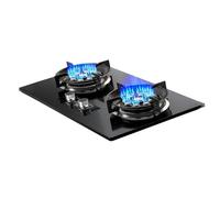 THEGA Gas Stove - 5.2KW Camping Cooker, Nine-cavity High-fire Timer, Accidental Flameout Protection Device, Glass Freestanding Table Top, for Home Kitchen(NG)