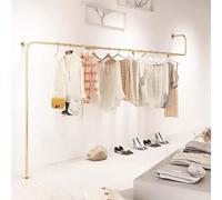 THEGA Gold Pipe Clothes Racks, Wall Mounted Clothing Rack, Space-Saving Garment Rack, Multi-Purpose Clothing Hanging Rod For Shopping Mall, Boutique Store(400cm)