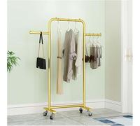 THEGA Mobile Clothes Rack With Wheels, Creative Modern Garment Display Extendable 20cm Rods On Both Sides Gold 100cmPerfect For Home & Retail Use(Gold)