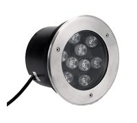THEGA Outdoor Buried Lamp, IP67 Waterproof Recessed Landscape Lights, Stainless Steel Round Spotlight, AC85-265V Low Voltage Floodlight, for Villa Patio Lawn Lighting(Yellow Light,9 W)