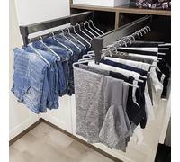 THEGA Sliding Wardrobe Closet Rod, Heavy Duty Extendable Pull Out Closet Rod, Extendable Clothes Rail With 2 Sliding Track, Adjustable 30-80cm Wardrobe Rail Clothes Rack, Space Saving(800mm/31.5inch)
