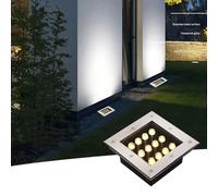 THEGA Square Buried Lights - Outdoor Ground Light, IP66 Waterproof Recessed LED Underground Light, AC85-265V Spotlight, Ground Landscape Lights, For Driveway/Garden/Pathway(Green Light,12W)