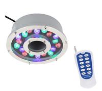 THEGA Submersible LED Fountain Light - Underwater Pool Lamp, IP68 Waterproof Ring Middle Hole Pond Lighting, 12/24V RGB Landscape Lamp, with Remote Control(6W(24V))