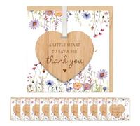TheGiffter 12PC Thank You Cards Multipack with Wooden Heart Plaque, Appreciation Card with Envelope, Beautiful and Elegant Thank You Greeting Card for Women Teacher Mentor Nurse Doctor Wedding