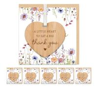 TheGiffter 6PC Thank You Cards Multipack with Wooden Heart Plaque, Appreciation Card with Envelope, Beautiful and Elegant Thank You Greeting Card for Women Teacher Mentor Nurse Doctor Wedding