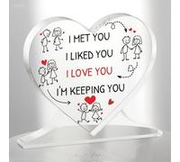 TheGiffter Anniversary Wedding Gifts for Him Her,Heart-Shaped Acrylic Romantic Plaque Gifts for Boyfriend Girlfriend,I Love You Anniversary Birthday Wedding Valentine's Gift for Wife, Husband Couples