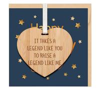 TheGiffter Birthday Card for Dad with Wooden Heart Plaque, Stars Design Card for Daddy with Envelope, Happy Birthday Dad from Daughter Son for Him