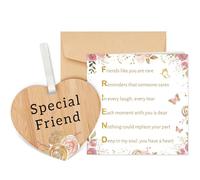 TheGiffter Friend Birthday Card Female with Wooden Heart Plaque, Special Friend Birthday Card with Envelope, Greeting Cards for Best Friend Bestie