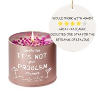 TheGiffter Funny Leaving Gifts for Colleagues Women, 9OZ Lavender Scented Candle+Hanging Ceramic Greeting Cards, Farewell Present Happy Retired Gift Ideas for Friends Teachers Coworkers Nurse