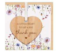 TheGiffter Thank You Cards with Wooden Heart Plaque, Appreciation Card with Envelope, Beautiful and Elegant Thank You Greeting Card for Women Teacher Mentor Nurse Doctor Wedding
