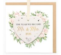 TheGiffter Wedding Card for Bride and Groom, Greeting Card with Ceramic Wedding Gifts Mrs and Mrs, Congratulations on your Wedding Day Engagement Anniversary