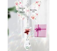 TheGiffter Wedding Gifts for Bride and Groom, Crystal Suncatcher Mr and Mrs 2025 Presents, Engagement Wedding Bauble Gifts for Couples, Wife and Husband, for Couple
