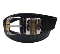 TheGloveHut Mens New Leather with Silver Buckle Belt Smart Casual 1.5" Wide (Black, 32" - 36")