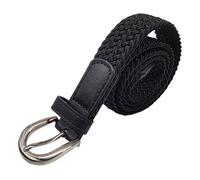 TheGloveHut New Unisex Slim Skinny Canvas Stretch Belt Elasticated Fit Webbing Woven Braided 1" Wide Black L/XL