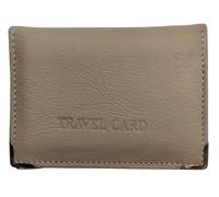TheGloveHut Soft Real Leather Bus Pass Travel Card Credit ID Card Collage Holder Wallet Pouch (Beige)