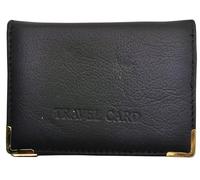 TheGloveHut Soft Real Leather Bus Pass Travel Card Credit ID Card Collage Holder Wallet Pouch (Black)