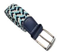 TheGloveHut Unisex Adjustable elastic fit stretch webbing effect belt strong smart casual (Multi Blue & White, Medium/Large)