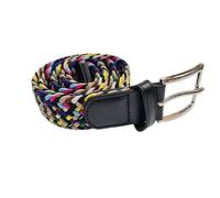 TheGloveHut Unisex Adjustable elastic fit stretch webbing effect belt strong smart casual (Rainbow Multicoloured, Small/Medium)