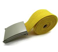 TheGloveHut Unisex Cotton Canvas Webbing belt Buckle (Pale Yellow, Extra Extra Large 48")