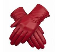 TheGloveHut Womens Genuine Soft Leather Gloves Fully Lined Winter Warm (Red, Extra Large 8")