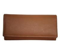 TheGloveHut Womens Large Real Leather Purse Credit Card Holder (Tan)