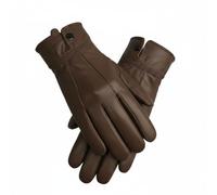 TheGloveHut Womens New Real Soft Leather Fully Lined Gloves (Large, Brown)