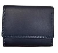 TheGloveHut Womens Real Leather Purse Card Holder Wallet RFID Protected Multi-Coloured Interior (Non Boxed, Blue)