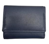 TheGloveHut Womens Small Real Leather Credit Card Holder Purse (Blue)