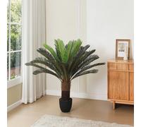 Thehotsale 113Cm Leaf Large Artificial Cycas Tree In Black Pot For Decoration For Home Office