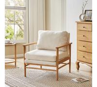 Thehotsale Accent Chair Teddy Fabric Upholstered Armchair With Wood Frame Fluffy Comfy Single Sofa For Home