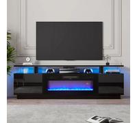 Thehotsale Black Electric Fire Suit Black Recessed Fireplace With Black Modern Tv Stand Surround Set 12 Fire Color Adjustable