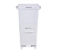 Thehotsale Grey White 49L 3-Tier Dry Wet Separation Trash Bin, 43Cm W X 26Cm D X 85Cm H
