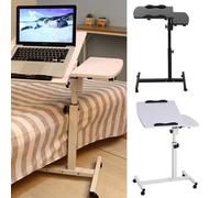 Thehotsale Height-Adjustable And Movable Overbed Computer Stand With Flip-Up Desktop And Brakes