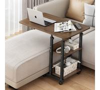 Thehotsale Height-Adjustable Mobile Desk Beside The Bed And Sofa With 2 Anti-Falling Storage Shelves And Brakes