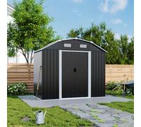 Thehotsale Large Charcoal Black Galvanized Steel Acrylic Storage Shed Slope Roof Double Door