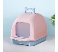 Thehotsale Large Pink Durable Pp Foldable Portable 180 Degree Flip-Top Cat Litter Box With Scoop