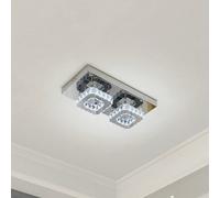 Thehotsale Modern Chrome & Crystal Semi-Flush Ceiling Light, Cool White Led Fixture 42Cm L