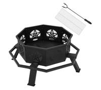 Thehotsale Outdoor Wood Burning Octagonal Fire Pit With Breathable And Decorative Pentagram Patterns