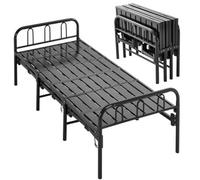 Thehotsale Single Black Guest Folding Metal Bed Frame, 89Cm(W) X 194Cm(D) X 80.6Cm(H)