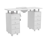 Thehotsale White Rolling Manicure Station Nail Table With Dust Collector With 8 Drawers, 119 W X 45 D X 79 H (Cm)