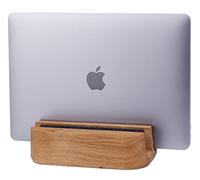 TheHrdwoodCom THEHRDWOOD Dual Laptop Stand Vertical Laptop Holder for Desk - All MacBook Vertical Stand up to 0.7'' Thick - Notebook Stand Handmade of Natural Wood - MacBook Holder (Dual Oak)