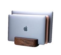 TheHrdwoodCom Triple Laptop Stand Vertical Laptop Holder - Vertical Laptop Stand for Desk - Laptop Holder - Handmade of Natural Wood (Triple Walnut)