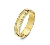 Theia 9 ct Yellow Gold, Diamond Shaped Design with Polished Milgrain/Beaded Edges, 5 mm Wedding Ring - Size N