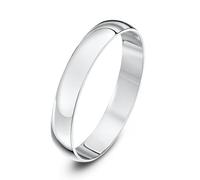 Theia 9ct White Gold Heavy D Shape Polished 3mm Wedding Ring - Size M